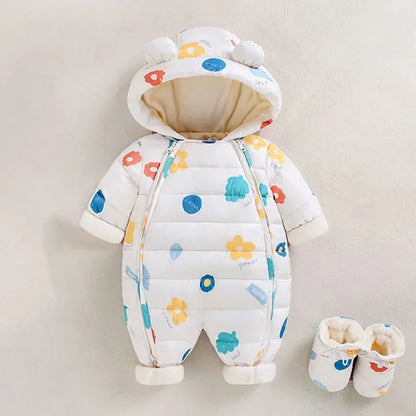 Newborn Thicken Hooded Autumn Winter Romper childrensterritory