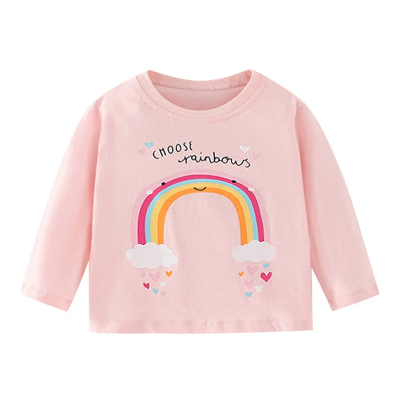 Kids Girls Lovely Flower and Fox Print Soft T-shirt childrensterritory