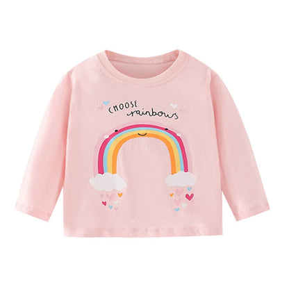 Kids Girls Lovely Flower and Fox Print Soft T-shirt childrensterritory