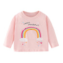 Kids Girls Lovely Flower and Fox Print Soft T-shirt childrensterritory