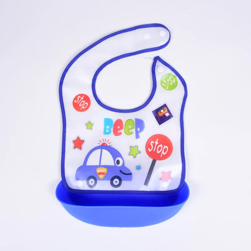 Soft Waterproof Cartoon Printed Adjustable Baby Bibs