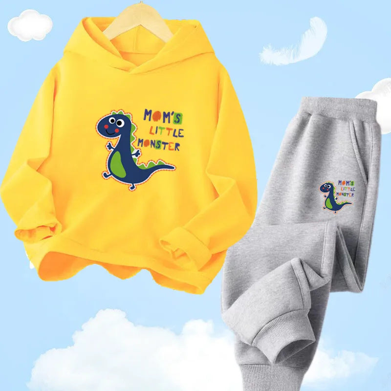Kids 2pcs Dinosaur Printed Hoodie + Pants Set childrensterritory