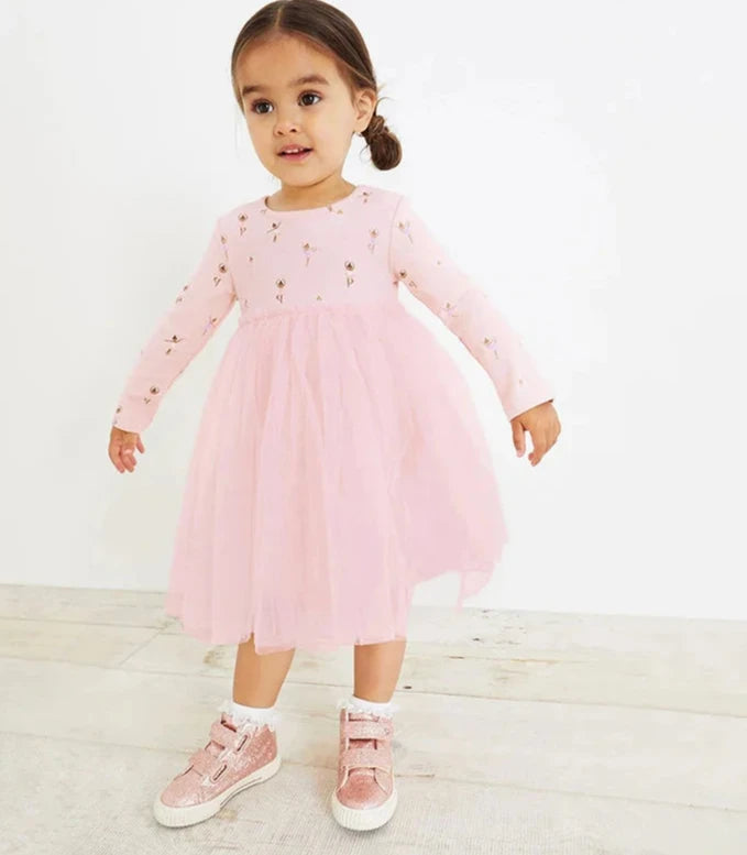 Little Girls Cartoon Ballet Girls Design Mesh Princess Dress childrensterritory