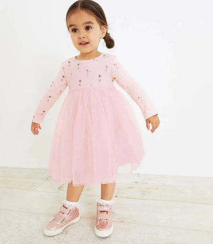 Little Girls Cartoon Ballet Girls Design Mesh Princess Dress childrensterritory
