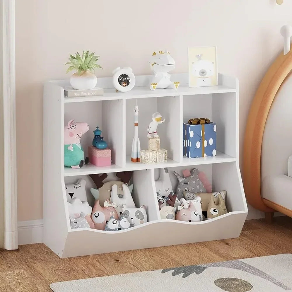 Multi-Shelf Kids Bookshelf and Toy Storage Cabinet