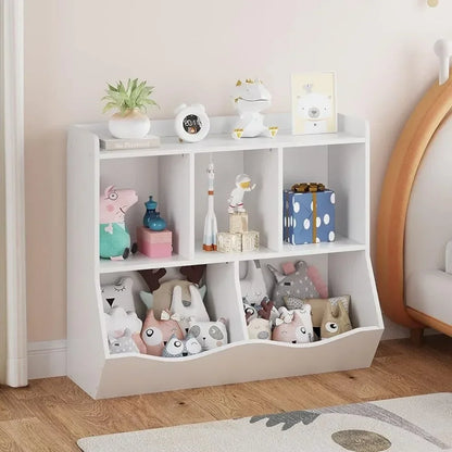 Multi-Shelf Kids Bookshelf and Toy Storage Cabinet