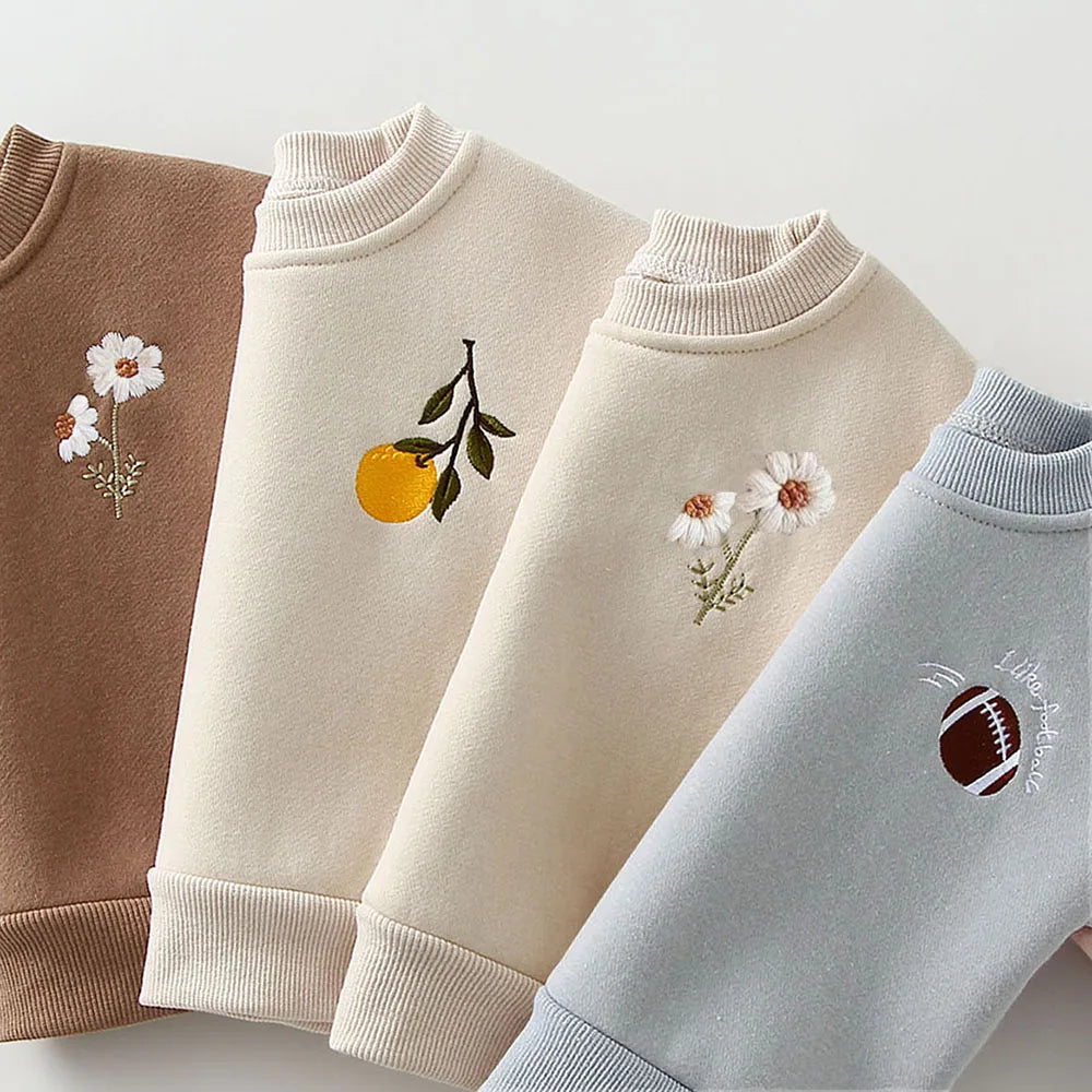 Kids Cartoon Print Long Sleeves Warm Clothing Set childrensterritory