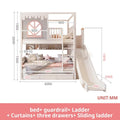Beautiful Kids Bunk Beds with Large Storage Space and Guardrail