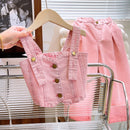 Kids Girls Denim Top with Straight Leg Pants Summer Clothes childrensterritory