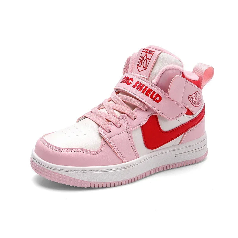 Warm Plush High-Top Kids Sports Sneakers