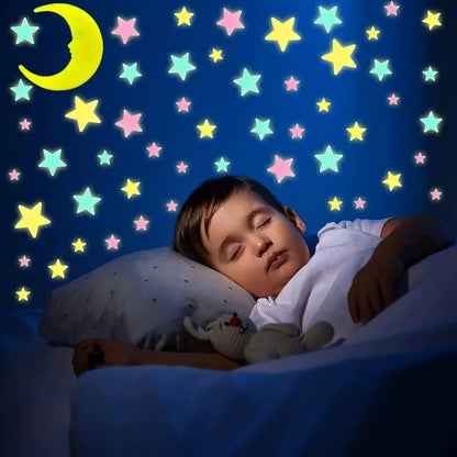 100Pcs 3D Colorful Luminous Stars Stickers for Bedroom