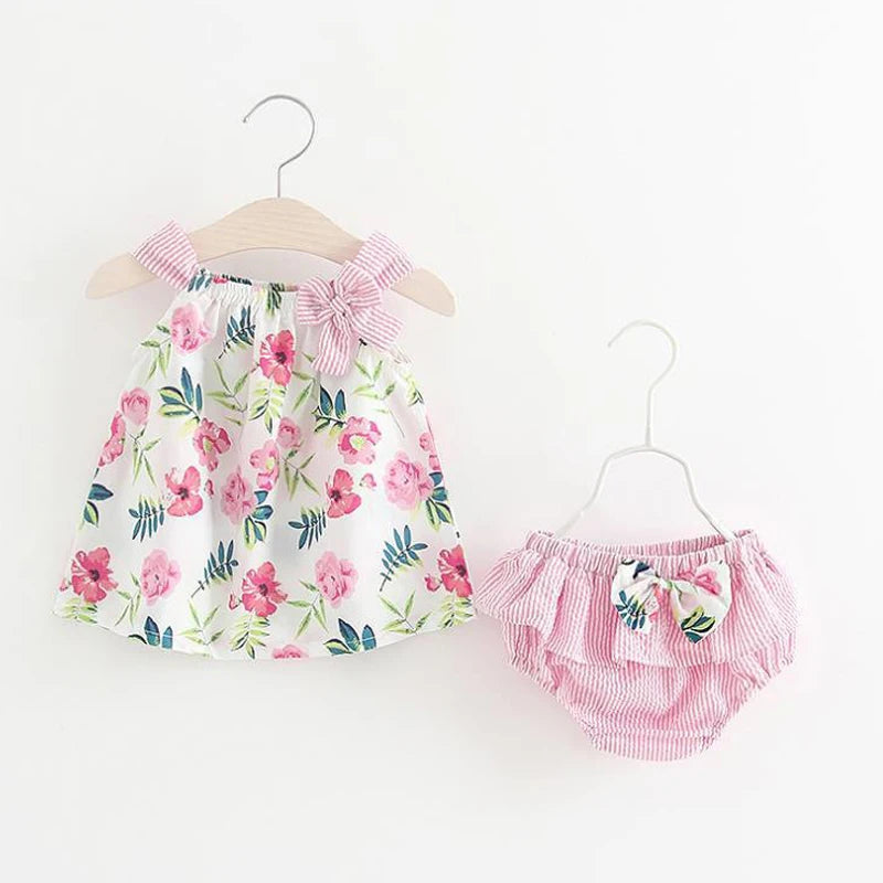Baby Girls Floral Design Princess Bow Knot Bodysuits childrensterritory