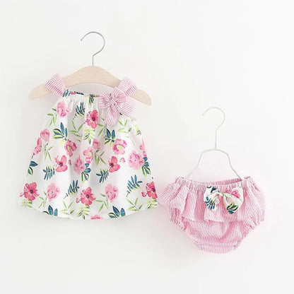 Baby Girls Floral Design Princess Bow Knot Bodysuits childrensterritory