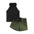Little Girl Three-Piece Sleeveless Top + Belted Short Pants Outfit childrensterritory
