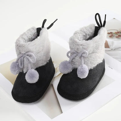 Soft Sole Furry Snow Boots First Walkers for Baby Girls childrensterritory