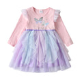 Cartoon Print Long Sleeve Girls Sequined Princess Dresses childrensterritory