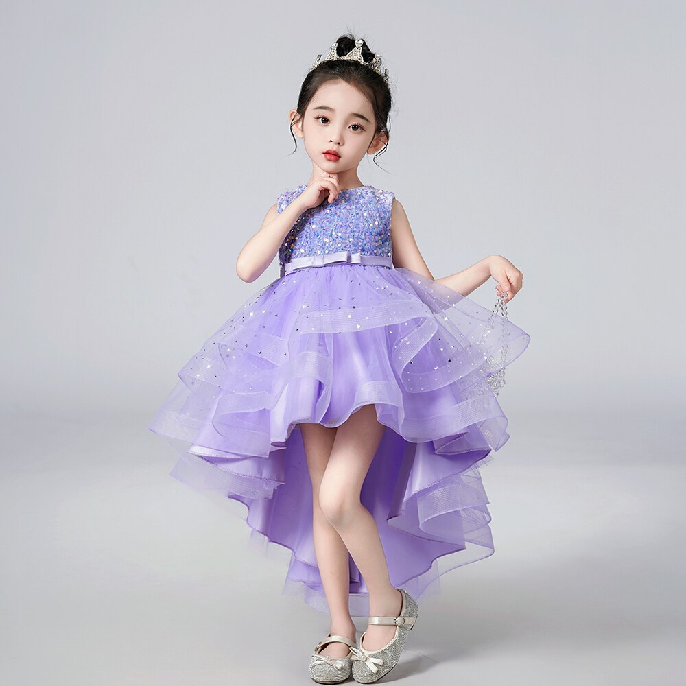 Bridesmaid Sequins Tulle Trailing Kids Girls Princess Dresses childrensterritory