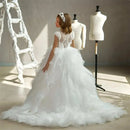 White Lace Tulle Appliques Floor Length Girls First Communion Gown