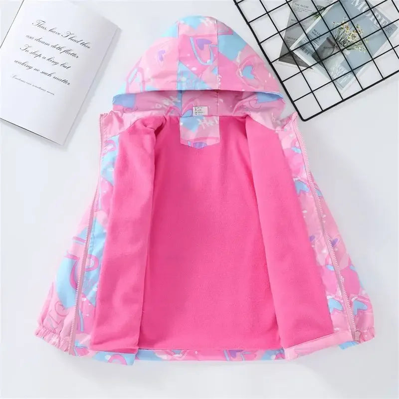 Girls’ Full-Sleeve Printed Hooded Jackets