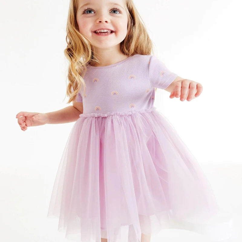 Little Girls Rainbow Print Tutu Princess Dress for Party childrensterritory