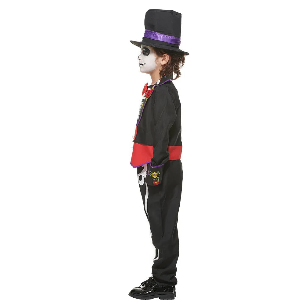 Kids Skeleton Roses Clothing Suit with Hat Scary Style childrensterritory