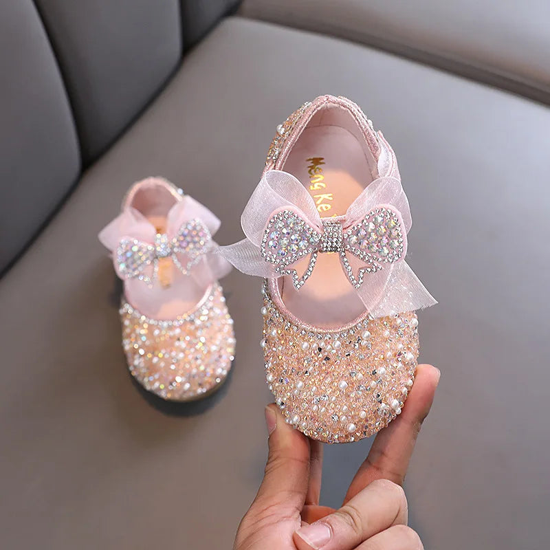 Little Girls Rhinestone Bowknot Design Party Shoes