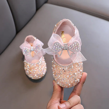 Little Girls Rhinestone Bowknot Design Party Shoes