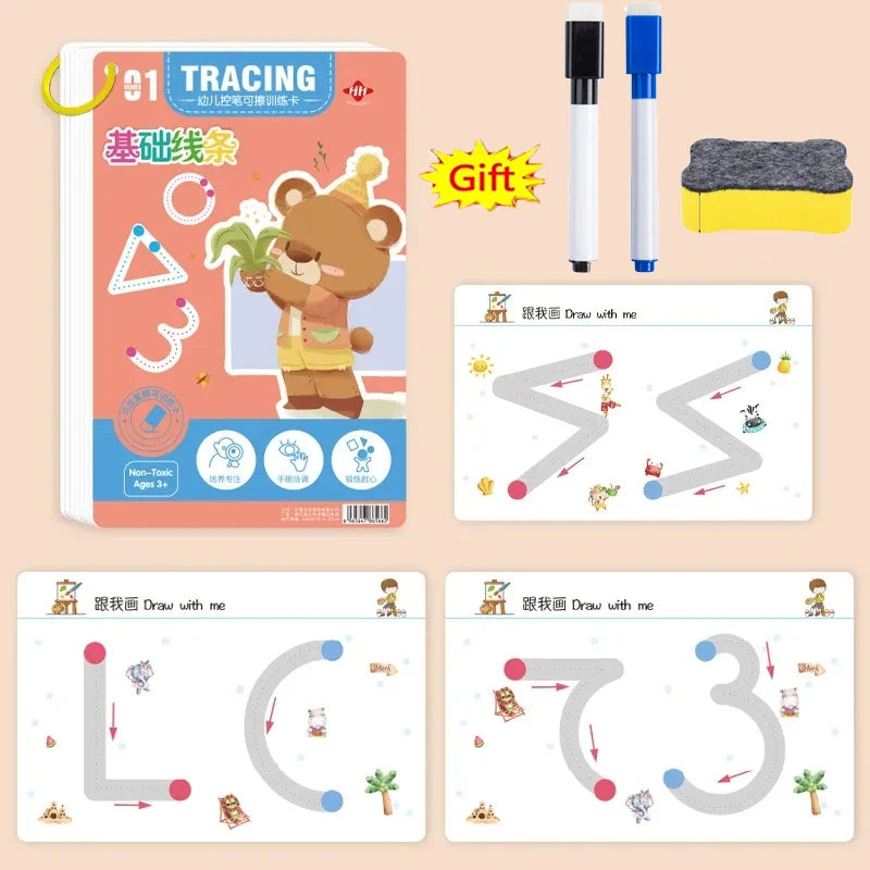 Reusable Magical Tracing Education/Training Book for Toddlers childrensterritory