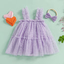 Baby Girls' Floral Print Summer Dress with Bow Headband