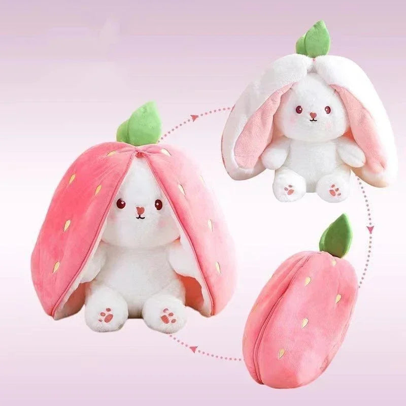 Zipper Strawberry Rabbit Doll Plush Toys for Kids