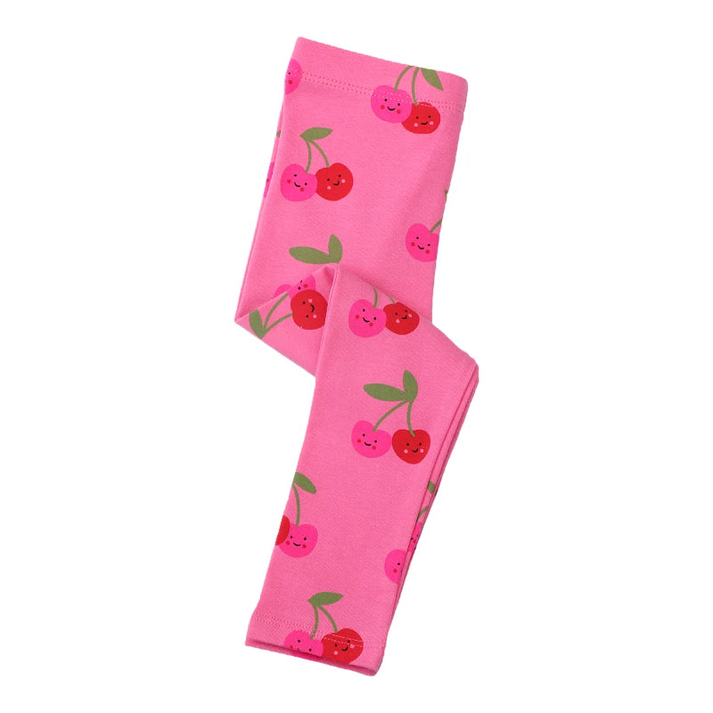 Kids Girls Cartoon Cherry Print Cotton Leggings/Trousers childrensterritory