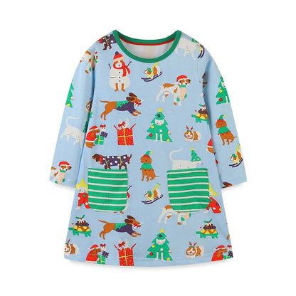 Kids Girls Cats Embroidery Birthday Frocks