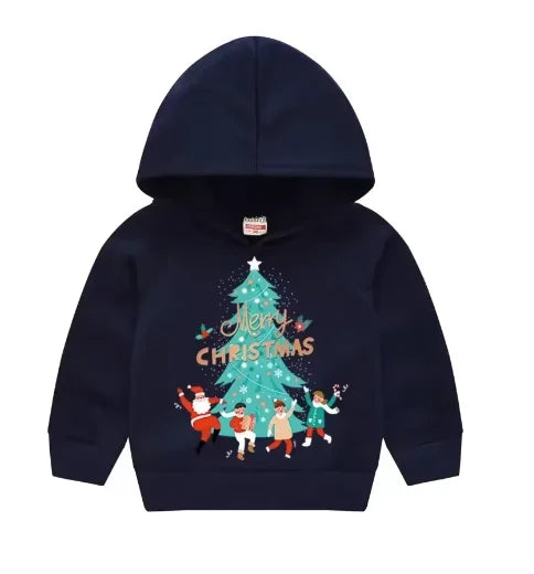 Kids’ Long-Sleeve Christmas-Print Hoodie Sweater childrensterritory