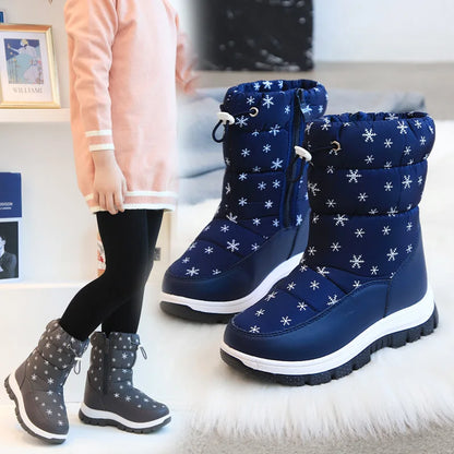 Kids Girls Waterproof Warm Plush Platform Ankle Snow Boots
