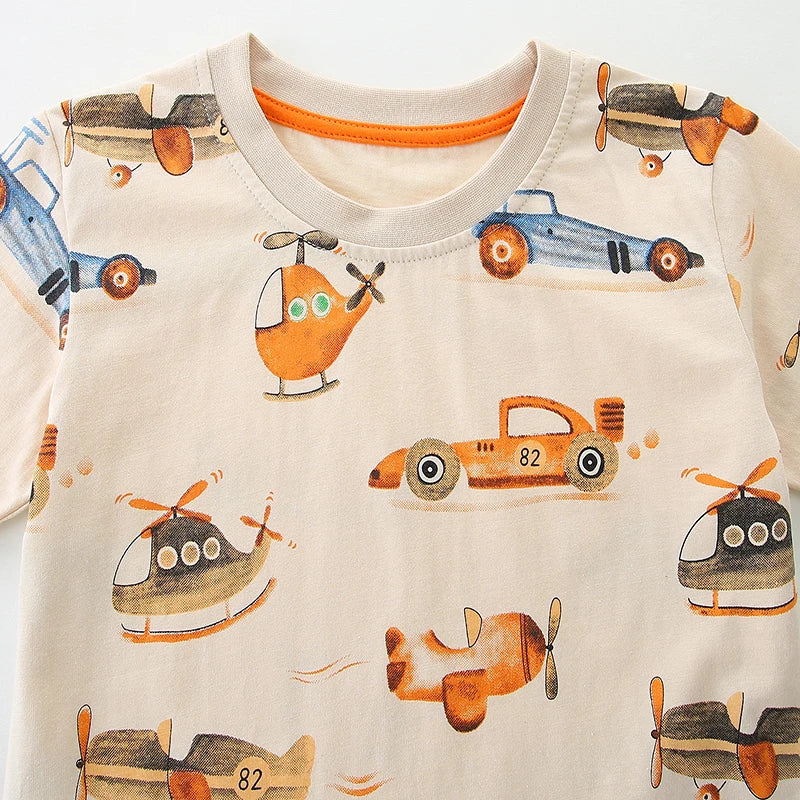 Kids Boys Cartoon Plane Design Summer Clothing Sets childrensterritory