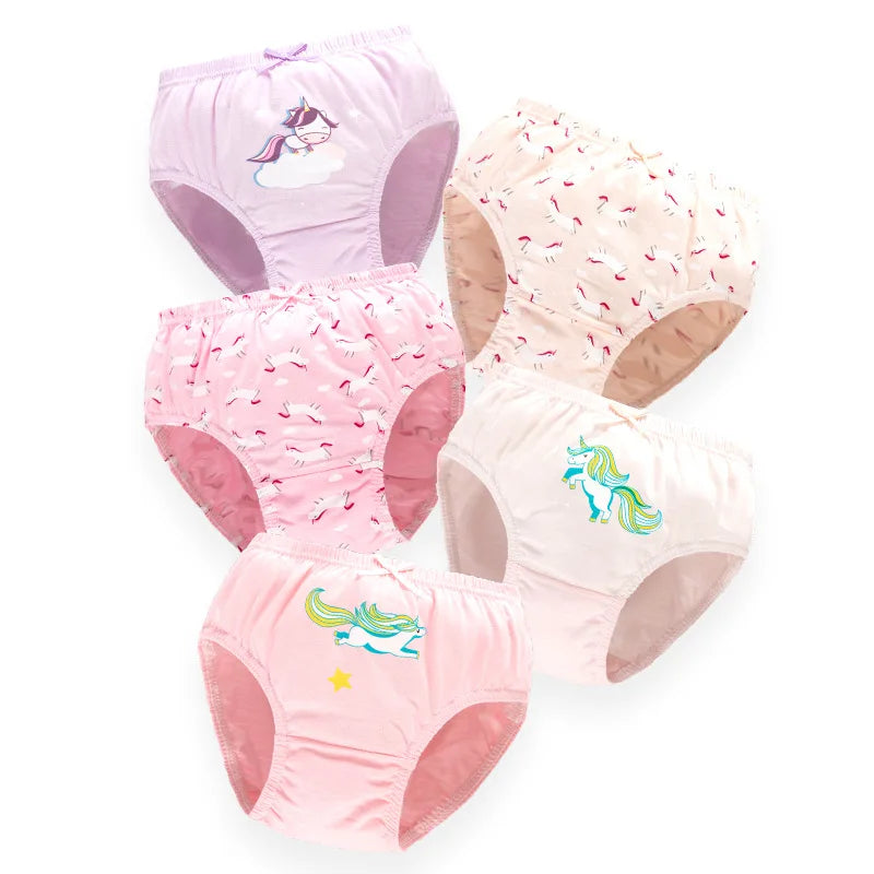 Cartoon Print 5Pcs/Set Girls Breathable Cotton Briefs