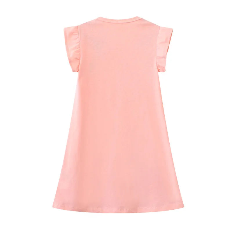 Cartoon Butterfly Design Kids Girls Cotton Dress for Summer