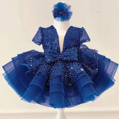 Shining V-Neck Baby/Kids Girls Communion Dresses
