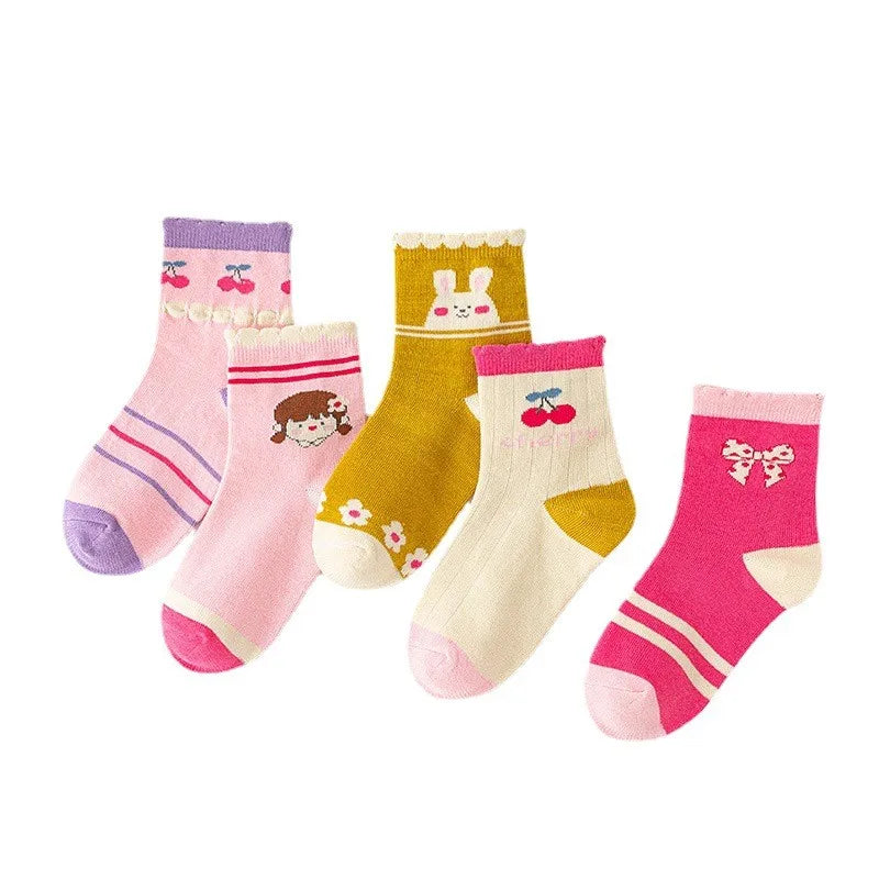 Cartoon Design Knitted 5 Pairs Lot Short Socks childrensterritory