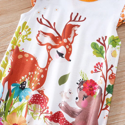 Cartoon Elf Deer Print Soft Cotton Baby Summer Romper childrensterritory