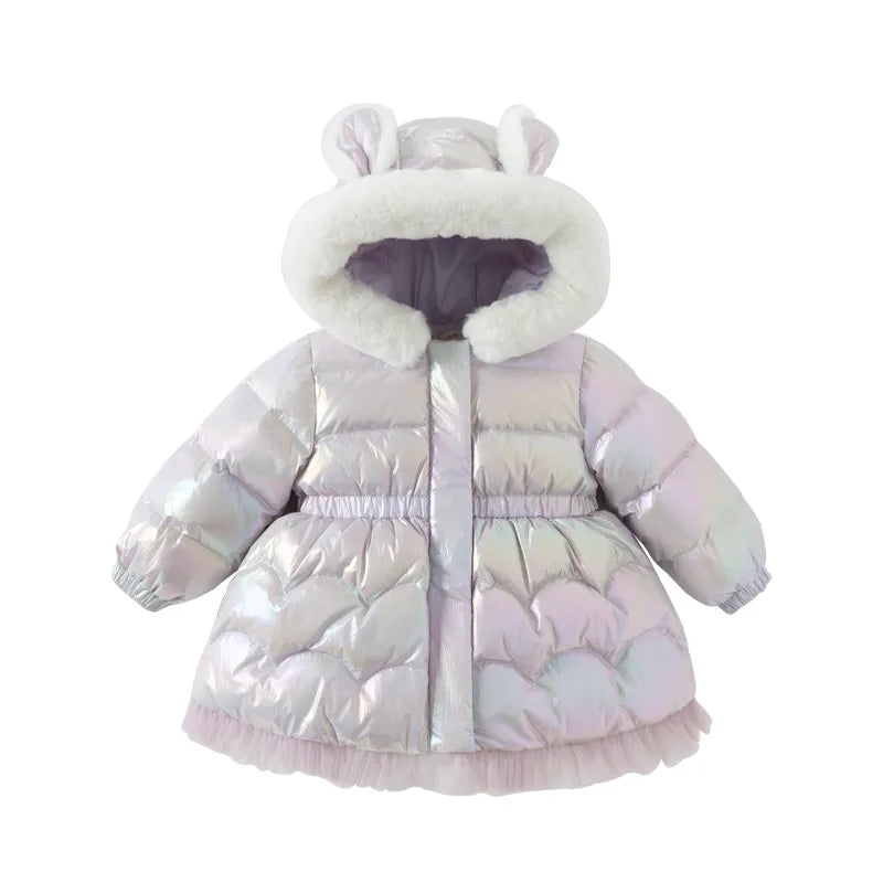 Little Girls White Duck Down Casual Warm Outdoor Parka childrensterritory