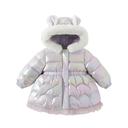 Little Girls White Duck Down Casual Warm Outdoor Parka childrensterritory