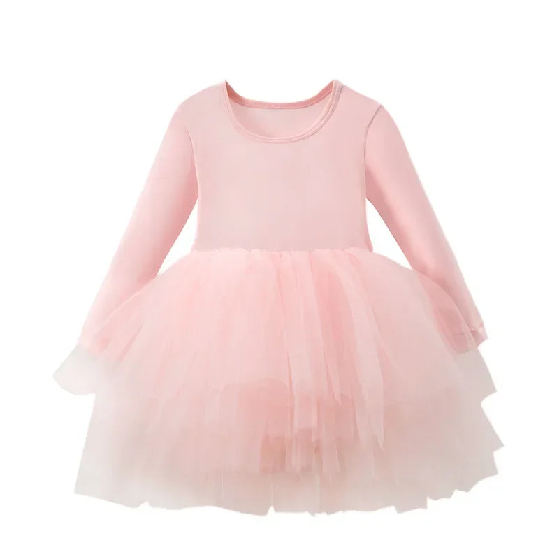 Tulle Puffy Tiered Long Tail Flower Girl Dresses For Wedding Party