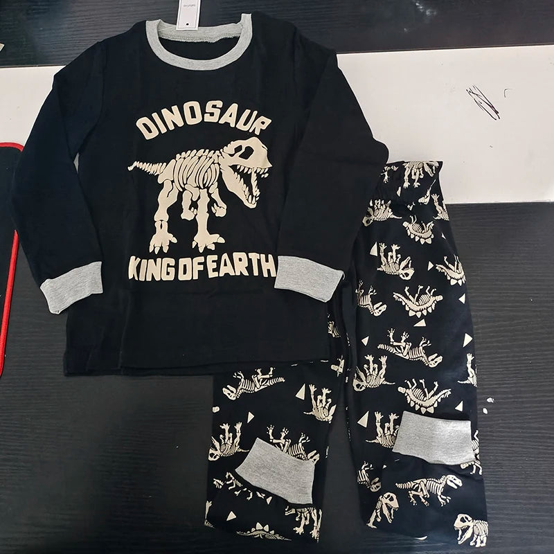 Long-Sleeved Cartoon Print Autumn Kids Clothing Set