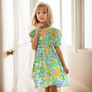 Casual Style Young Girls Floral Pattern Party Dress childrensterritory