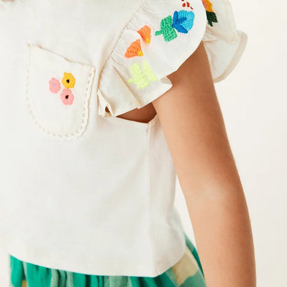 Kids Girls Embroidery Top and Bottom Cotton Clothes Sets childrensterritory