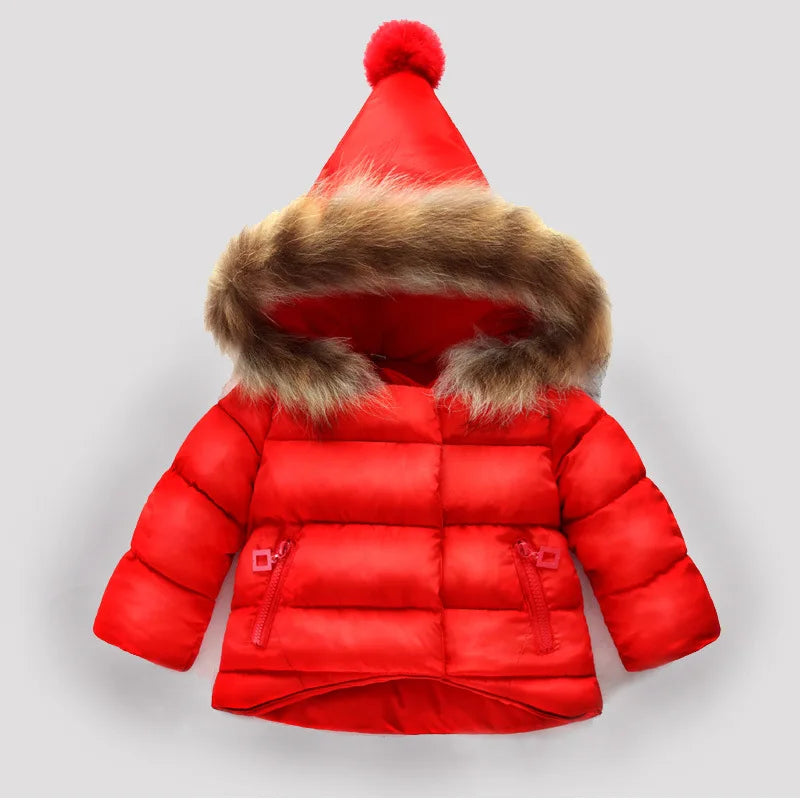 Kids' Long-Sleeved Fur Collar Design Warm Jackets