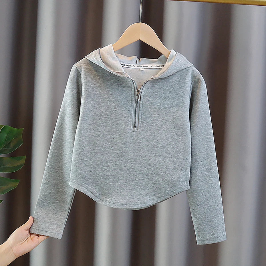 Kids/Teen Girls Solid Color Hoodies For Spring Autumn