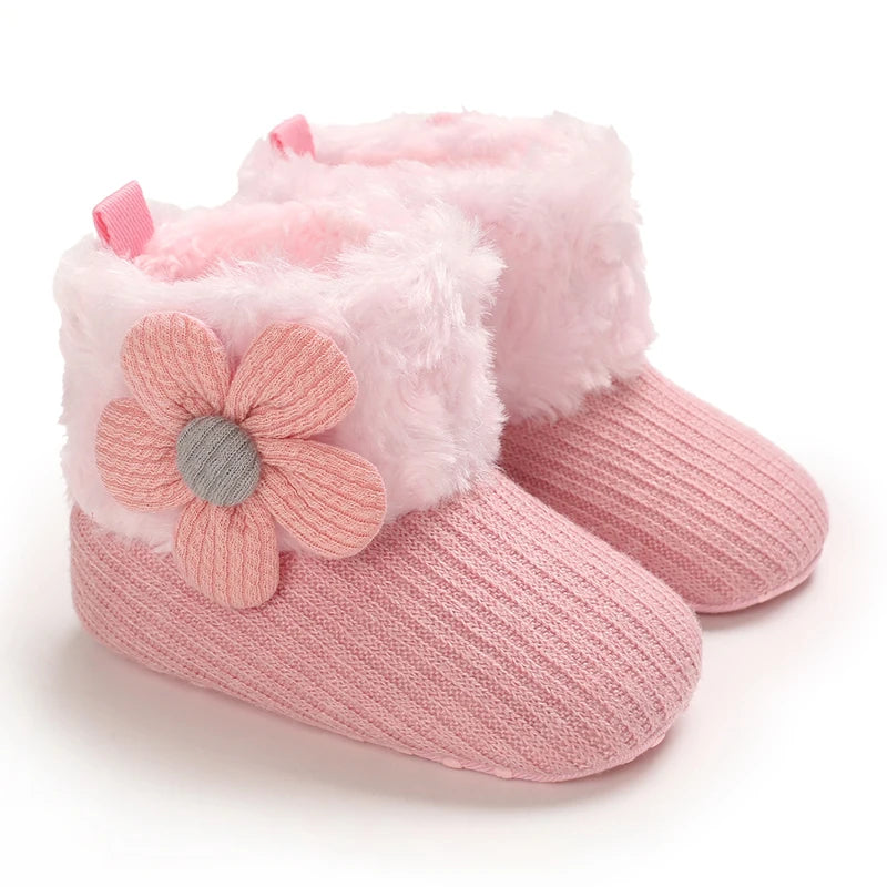 First Walker Girls Pink Warm Cute Fur Velvet Snow Boots childrensterritory