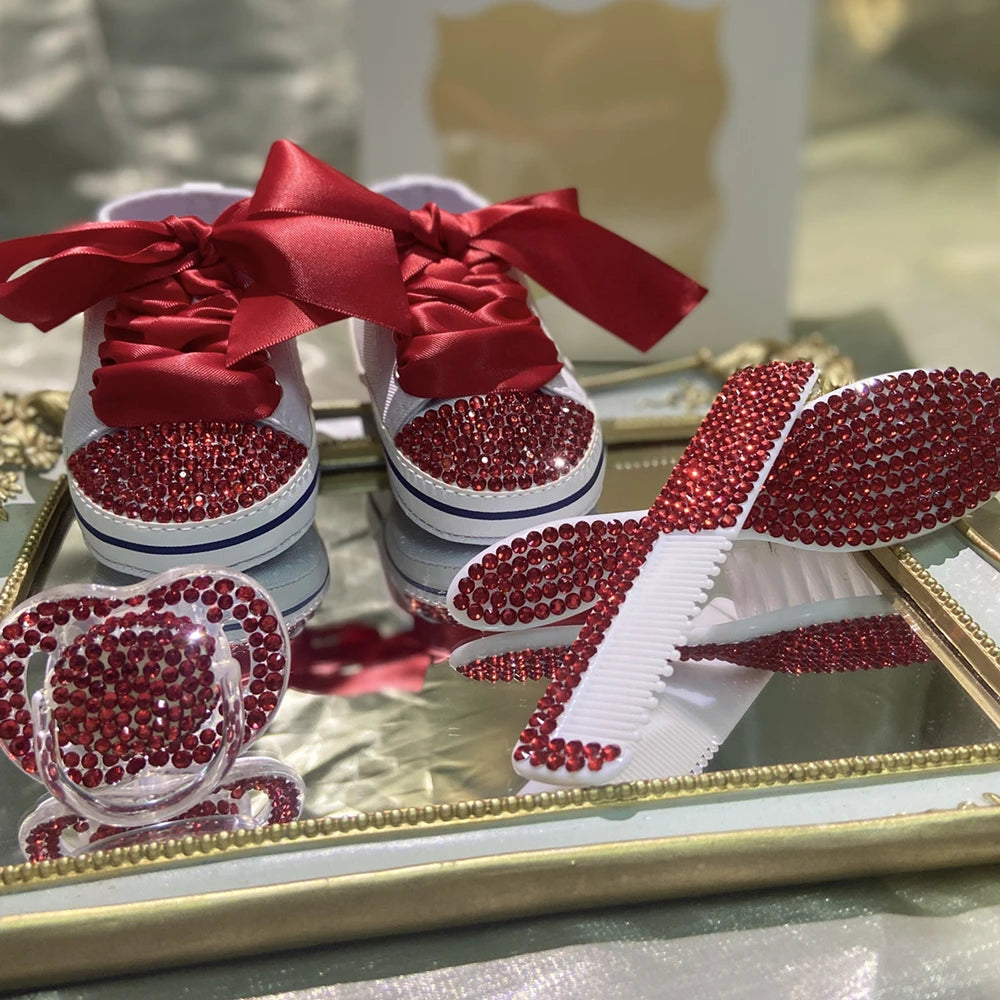 Luxury Keepsake Diamond Baby Bottles and Shoes Headband Set childrensterritory